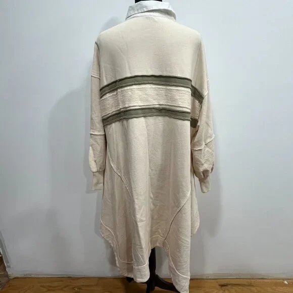 Free People Blair Oversized Sweatshirt Dress, New, Oatmeal Combo, Small - Picture 6 of 7